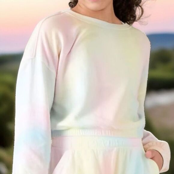 Athleta Girl Sundown Tie Dye Cropped Sweatshirt - Picture 1 of 13